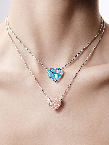 White gold necklace with pendant with pink LG diamond, 2