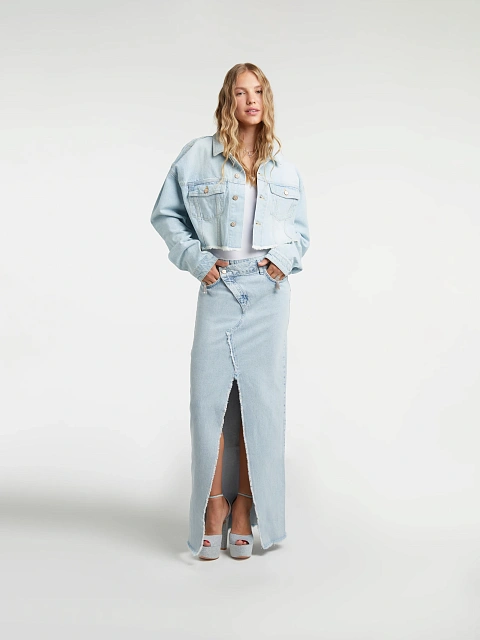 Blue Denim Cropped Jacket, 6