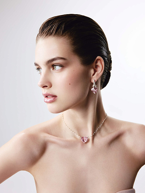 White gold necklace with morganite and diamonds, 3