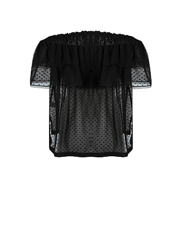 Black Chiffon Off Shoulder Top, 2