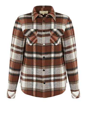 Brown Checked Wool Overshirt, 1