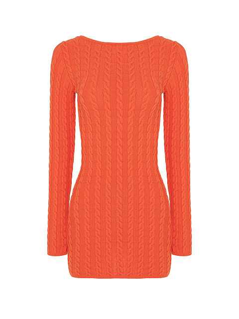 Orange Knitted Open Back Mini Dress, 1 Orange Knitted Open Back Mini Dress, 1