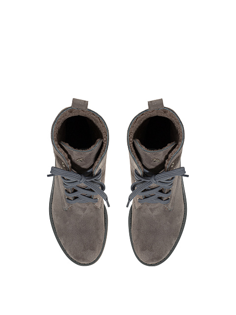 Mono Grey Velour & Fur Lace Up Boots, 4