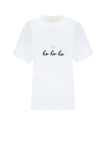 White cotton T–shirt with embroidery and rhinestones, 1