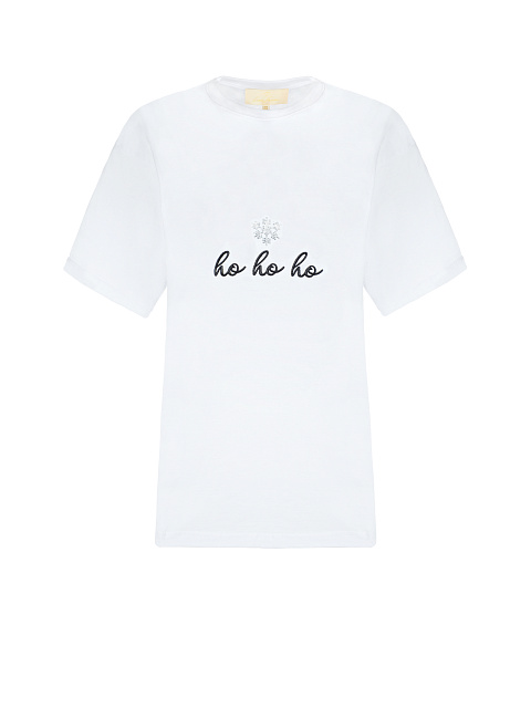 White cotton T–shirt with embroidery and rhinestones, 1 White cotton T–shirt with embroidery and rhinestones, 1