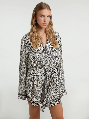Beige Leopard Pajama Set, 2