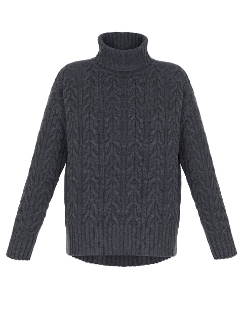 Dark Gery Cashmere Cable Knit Sweater, 1