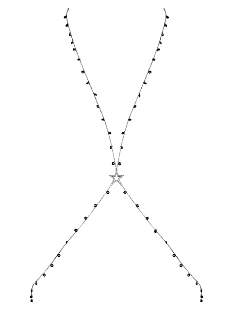 Black Cubic Zirkonia & Silver Body Chain, 1