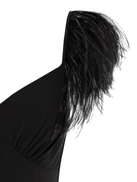 Black Feather Trim Chiffon Maxi Dress, 3 Black Feather Trim Chiffon Maxi Dress, 3