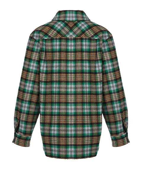 Green Checked Faux Fur Lined Shirt, 2 Green Checked Faux Fur Lined Shirt, 2