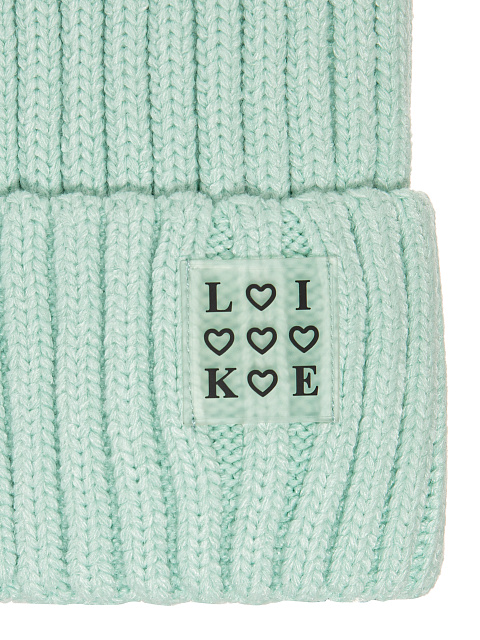 Mint Green "Like" Patch Beanie, 2 Mint Green "Like" Patch Beanie, 2