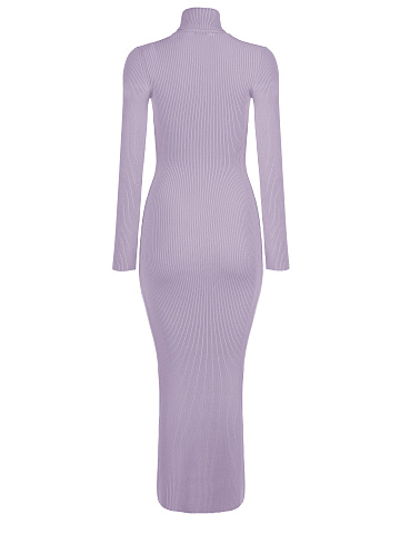 Lilac Rib Knit Turtleneck Maxi Dress, 2