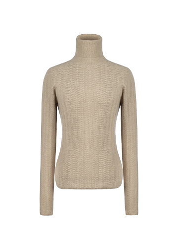 Beige Cashmere Turtleneck, 1