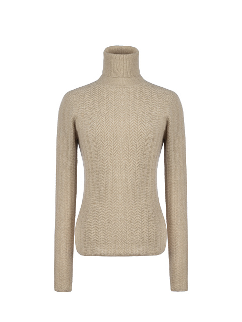 Beige Cashmere Turtleneck, 1