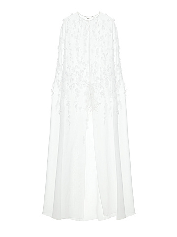 White Organza Cape With Floral Embroidery, 1