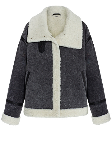 Jacket made of stonewashed denim with fur, 1