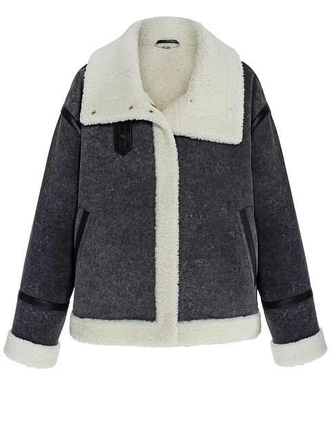 Jacket made of stonewashed denim with fur, 1