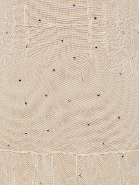 Beige Crystal Mesh Midi Dress, 4