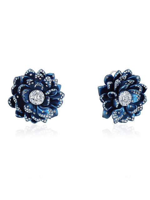 Titanium stud earrings with diamonds, 1