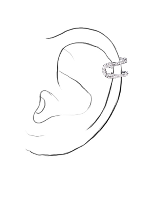 White Gold Round Diamond Ear Cuff, 2