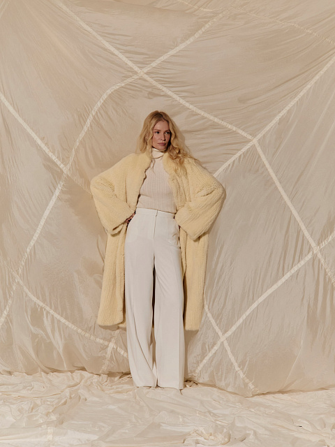 Yellow Knitted Mink Fur Coat, 3