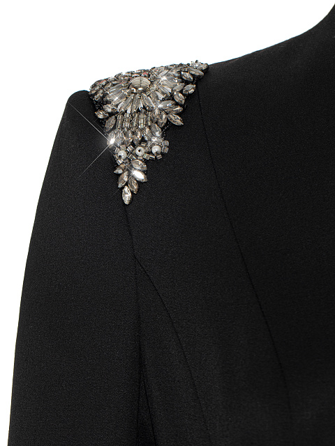 Black Rhinestones Wool Pant Suit, 5 Black Rhinestones Wool Pant Suit, 5