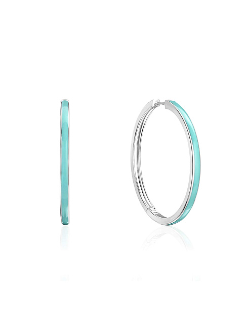 White gold hoops with Paraiba-colored enamel, 1