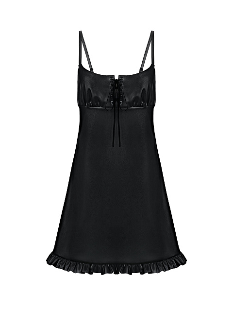 Black Faux Leather Mini Dress, 1 Black Faux Leather Mini Dress, 1