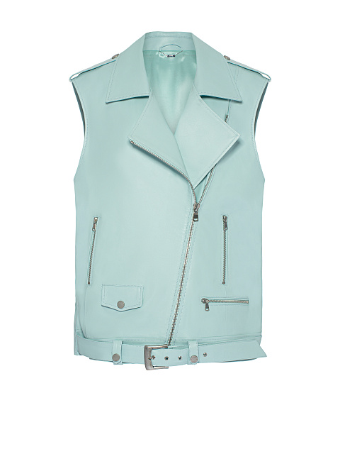 Blue Oversized Leather Vest, 1 Blue Oversized Leather Vest, 1