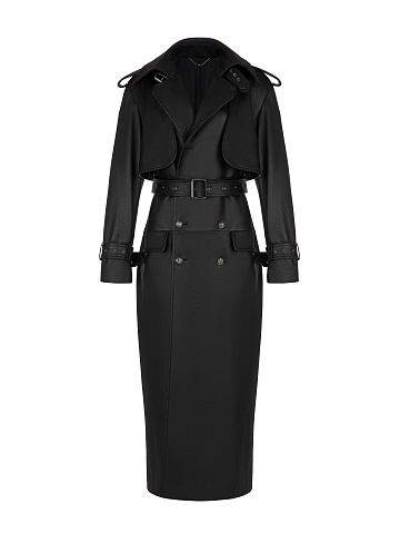 Black Leather Double-Breasted Coat, 1