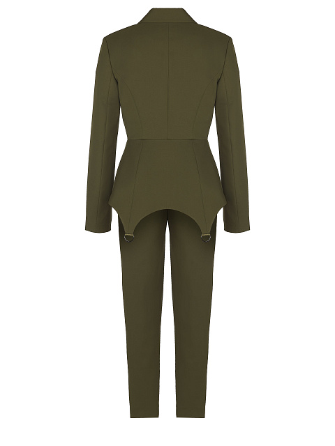 Khaki Green Double-Breasted Peplum Pantsuit, 2 Khaki Green Double-Breasted Peplum Pantsuit, 2