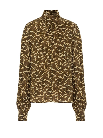 Brown Printed Silk Blouse, 1