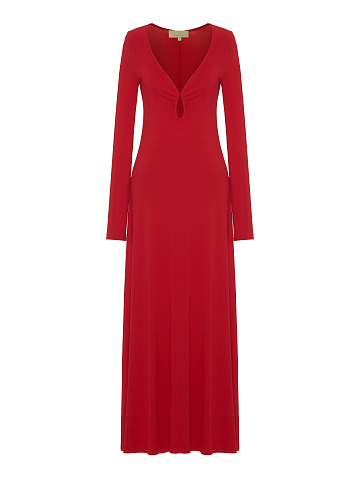 Red Rayon Jersey Maxi Dress, 1