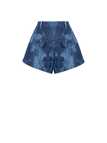 Blue Denim Tie-Dye Shorts, 2