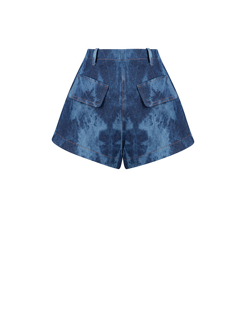 Blue Denim Tie-Dye Shorts, 2