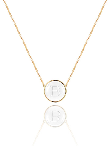 Yellow Gold & Rock Crystal "B" Pendant, 1