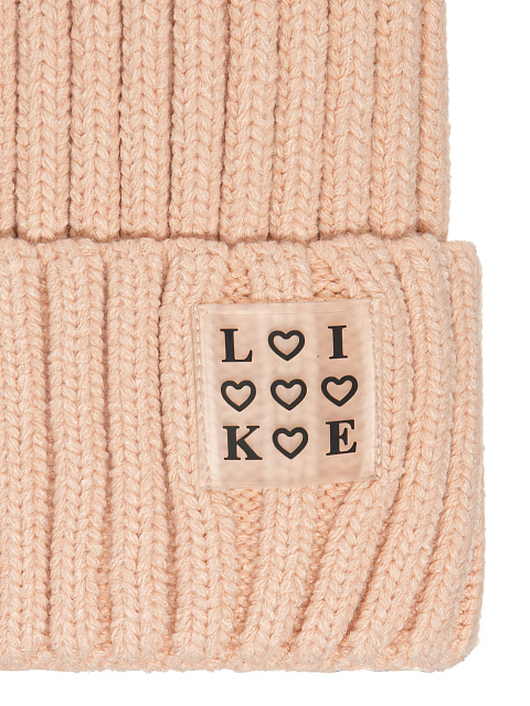 Peach Pink "Like" Patch Beanie, 2 Peach Pink "Like" Patch Beanie, 2