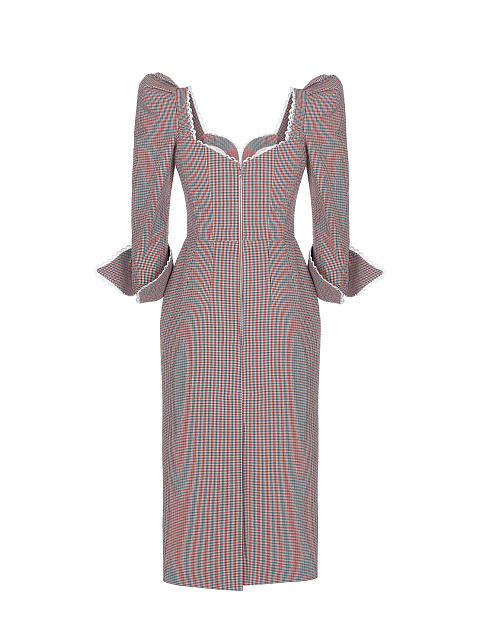 Red Checkered Midi Dress, 2