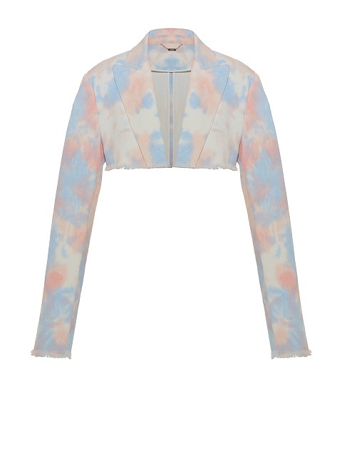 Pink Tie-dye Denim Bolero Jacket, 1