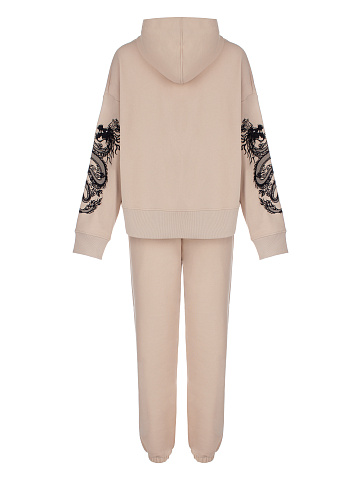 Beige Dragons Embroidered Jersey Suit, 2