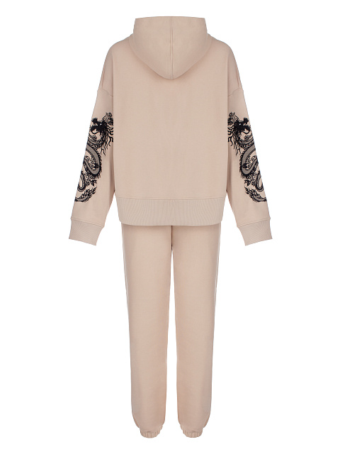 Beige Dragons Embroidered Jersey Suit, 2