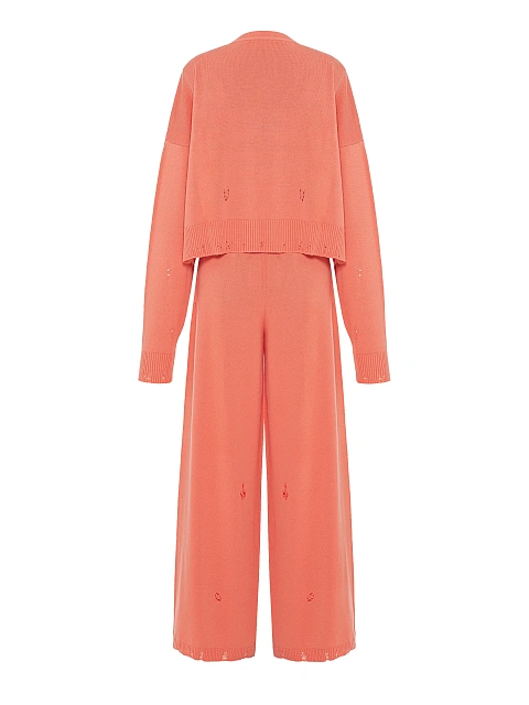 Coral Knitted Cardigan, Top & Pants Set, 3 Coral Knitted Cardigan, Top & Pants Set, 3