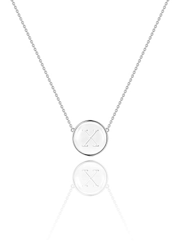 White gold necklace with letter X pendant and rock crystal, 1