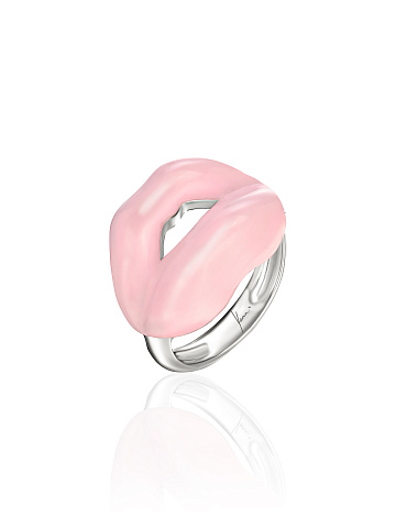 Lip-shaped ring with Sakura Color enamel, 1