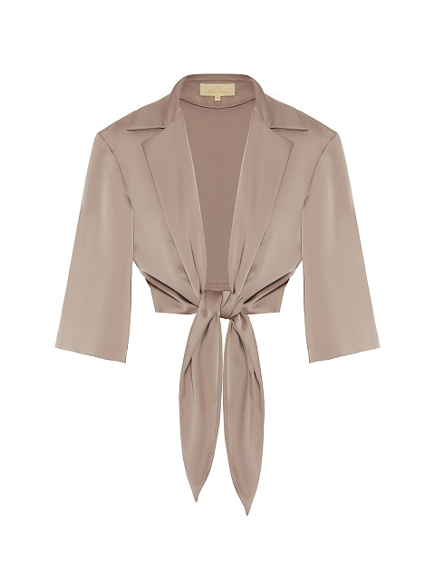 Light Brown Cropped Knot Shirt, 1 Light Brown Cropped Knot Shirt, 1