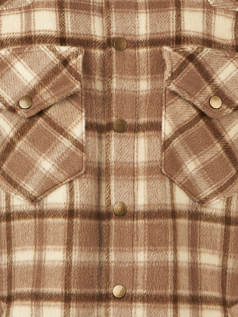 Light Brown Checked Wool Long Overshirt, 3 Light Brown Checked Wool Long Overshirt, 3
