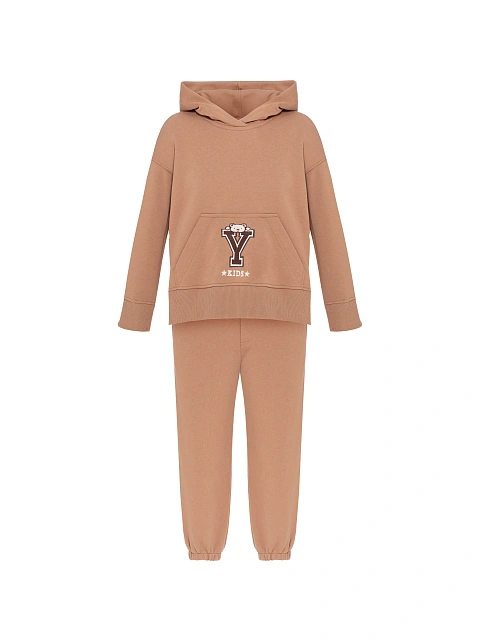 Kid's Brown Embroidered Jersey Tracksuit, 1 Kid's Brown Embroidered Jersey Tracksuit, 1