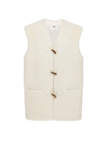 White Oversized Shearling Vest, 1