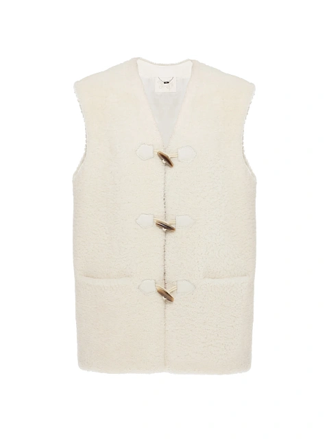 White Oversized Shearling Vest, 1 White Oversized Shearling Vest, 1