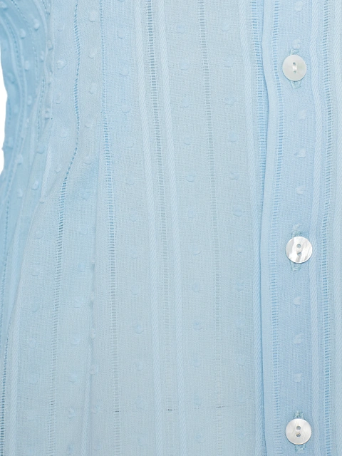 Blue Cotton Blouse With Puff Sleeves, 3 Blue Cotton Blouse With Puff Sleeves, 3